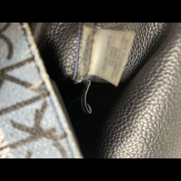 Calvin Klein gray and Bleu denim logo with black synthetic trim large tote - Picture 13 of 15